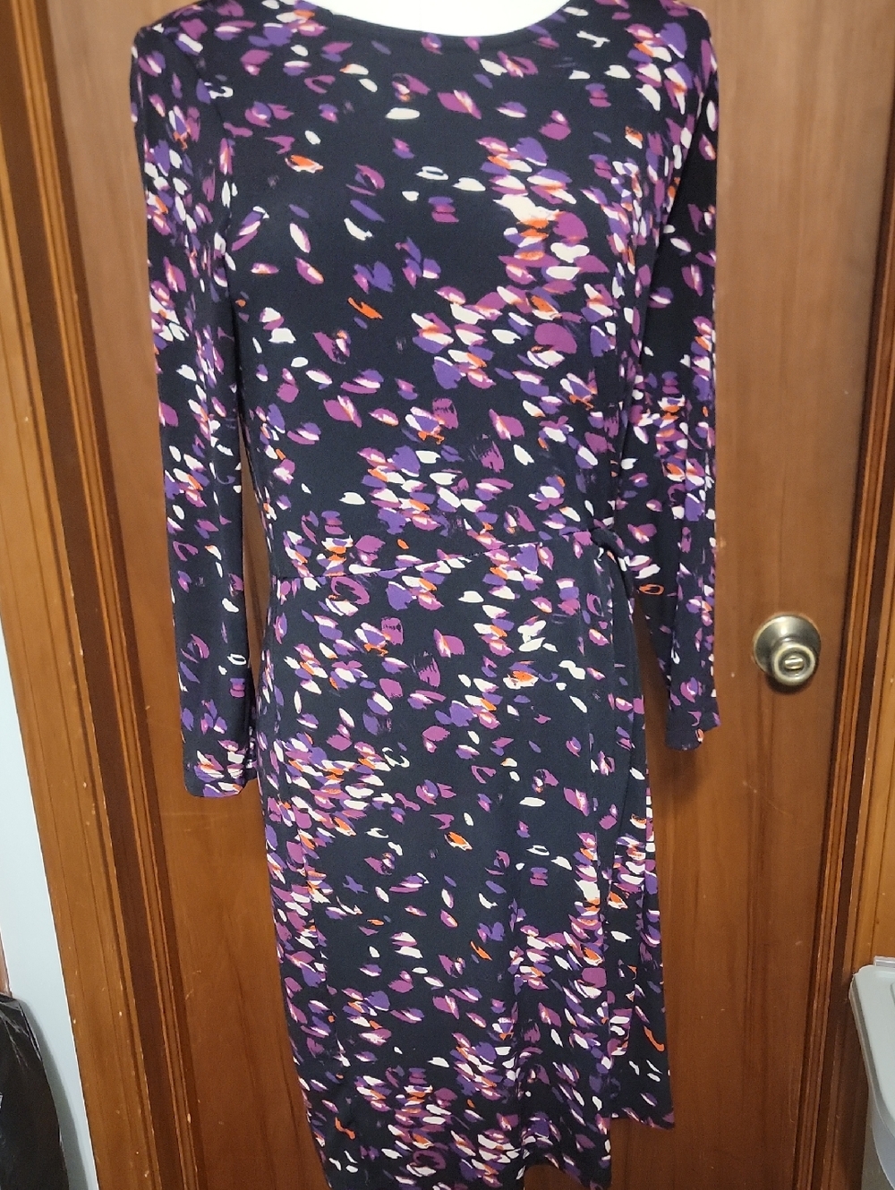 Black Floral-Print Long Sleeve Dress - Women's